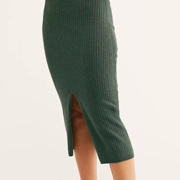 Free People Green Knit Midi Skirt - Picture 1 of 3
